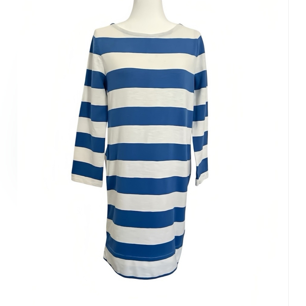 J. Crew Nautical Blue / Cream Striped Dress, Medium